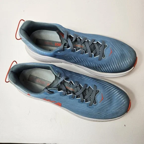 HOKA One One Rincon 3 Trail Shoe Mens 10 D, Blue Orange White Sneaker Walking - Picture 8 of 14